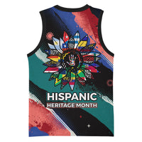 Hispanic Heritage Month Unidos We Rise Basketball Jersey Vibrant Sunflower Flags - Globe Graphic With Splatter Paint