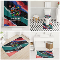 Hispanic Heritage Month Unidos We Rise Bathroom Set Vibrant Sunflower Flags - Globe Graphic With Splatter Paint