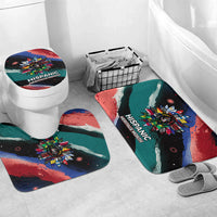 Hispanic Heritage Month Unidos We Rise Bathroom Set Vibrant Sunflower Flags - Globe Graphic With Splatter Paint