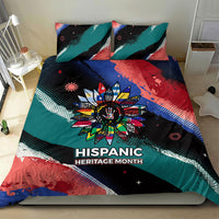 Hispanic Heritage Month Unidos We Rise Bedding Set Vibrant Sunflower Flags - Globe Graphic With Splatter Paint