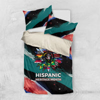 Hispanic Heritage Month Unidos We Rise Bedding Set Vibrant Sunflower Flags - Globe Graphic With Splatter Paint