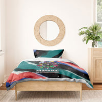 Hispanic Heritage Month Unidos We Rise Bedding Set Vibrant Sunflower Flags - Globe Graphic With Splatter Paint