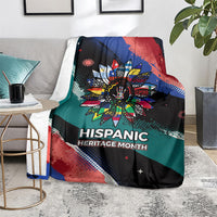 Hispanic Heritage Month Unidos We Rise Blanket Vibrant Sunflower Flags - Globe Graphic With Splatter Paint