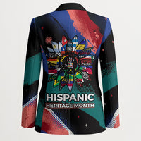 Hispanic Heritage Month Unidos We Rise Blazer Vibrant Sunflower Flags - Globe Graphic With Splatter Paint