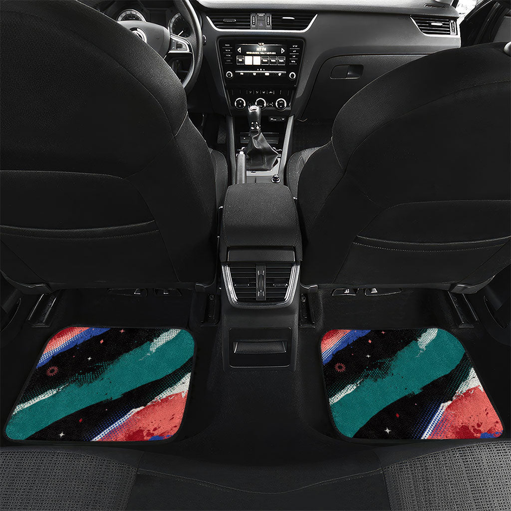 Hispanic Heritage Month Unidos We Rise Car Mats Vibrant Sunflower Flags - Globe Graphic With Splatter Paint