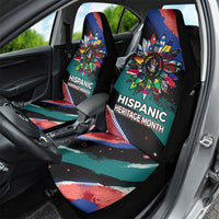 Hispanic Heritage Month Unidos We Rise Car Seat Cover Vibrant Sunflower Flags - Globe Graphic With Splatter Paint