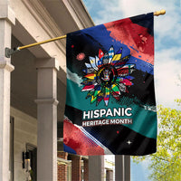 Hispanic Heritage Month Unidos We Rise Garden Flag Vibrant Sunflower Flags - Globe Graphic With Splatter Paint