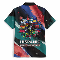 Hispanic Heritage Month Unidos We Rise Hawaiian Shirt Vibrant Sunflower Flags - Globe Graphic With Splatter Paint