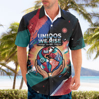 Hispanic Heritage Month Unidos We Rise Hawaiian Shirt Vibrant Sunflower Flags - Globe Graphic With Splatter Paint