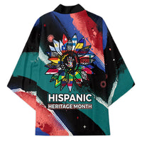 Hispanic Heritage Month Unidos We Rise Kimono Vibrant Sunflower Flags - Globe Graphic With Splatter Paint