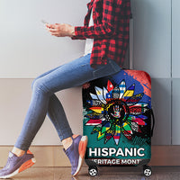 Hispanic Heritage Month Unidos We Rise Luggage Cover Vibrant Sunflower Flags - Globe Graphic With Splatter Paint