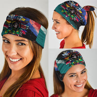 Hispanic Heritage Month Unidos We Rise Neck Gaiter Vibrant Sunflower Flags - Globe Graphic With Splatter Paint