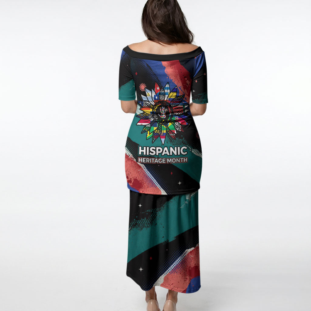 Hispanic Heritage Month Unidos We Rise Puletasi Vibrant Sunflower Flags - Globe Graphic With Splatter Paint
