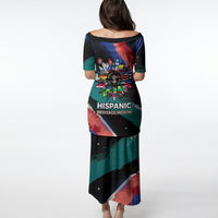 Hispanic Heritage Month Unidos We Rise Puletasi Vibrant Sunflower Flags - Globe Graphic With Splatter Paint