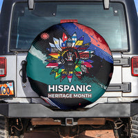 Hispanic Heritage Month Unidos We Rise Spare Tire Cover Vibrant Sunflower Flags - Globe Graphic With Splatter Paint