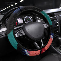 Hispanic Heritage Month Unidos We Rise Steering Wheel Cover Vibrant Sunflower Flags - Globe Graphic With Splatter Paint