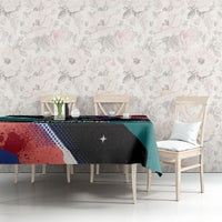 Hispanic Heritage Month Unidos We Rise Tablecloth Vibrant Sunflower Flags - Globe Graphic With Splatter Paint