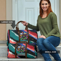 Hispanic Heritage Month Unidos We Rise Travel Bag Vibrant Sunflower Flags - Globe Graphic With Splatter Paint