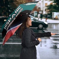 Hispanic Heritage Month Unidos We Rise Umbrella Vibrant Sunflower Flags - Globe Graphic With Splatter Paint