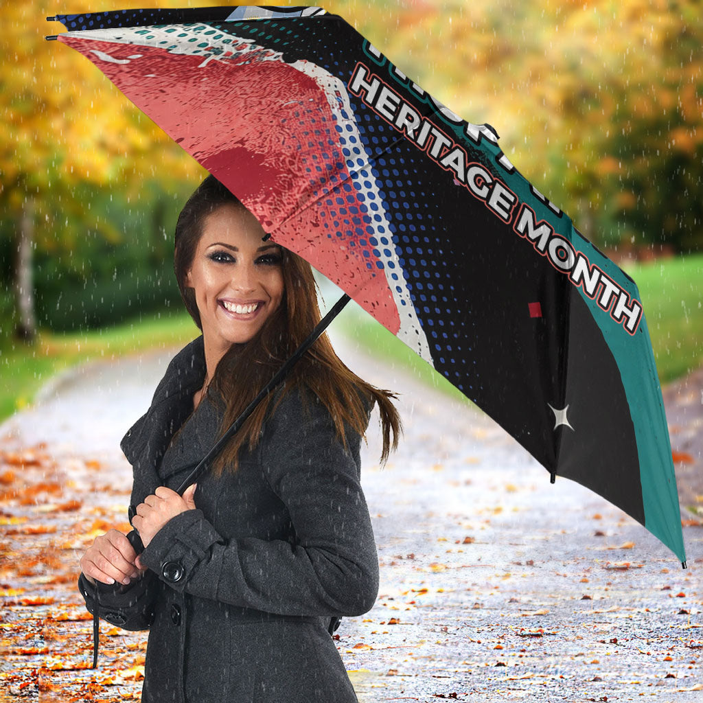 Hispanic Heritage Month Unidos We Rise Umbrella Vibrant Sunflower Flags - Globe Graphic With Splatter Paint