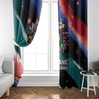 Hispanic Heritage Month Unidos We Rise Window Curtain Vibrant Sunflower Flags - Globe Graphic With Splatter Paint