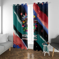 Hispanic Heritage Month Unidos We Rise Window Curtain Vibrant Sunflower Flags - Globe Graphic With Splatter Paint