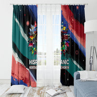 Hispanic Heritage Month Unidos We Rise Window Curtain Vibrant Sunflower Flags - Globe Graphic With Splatter Paint