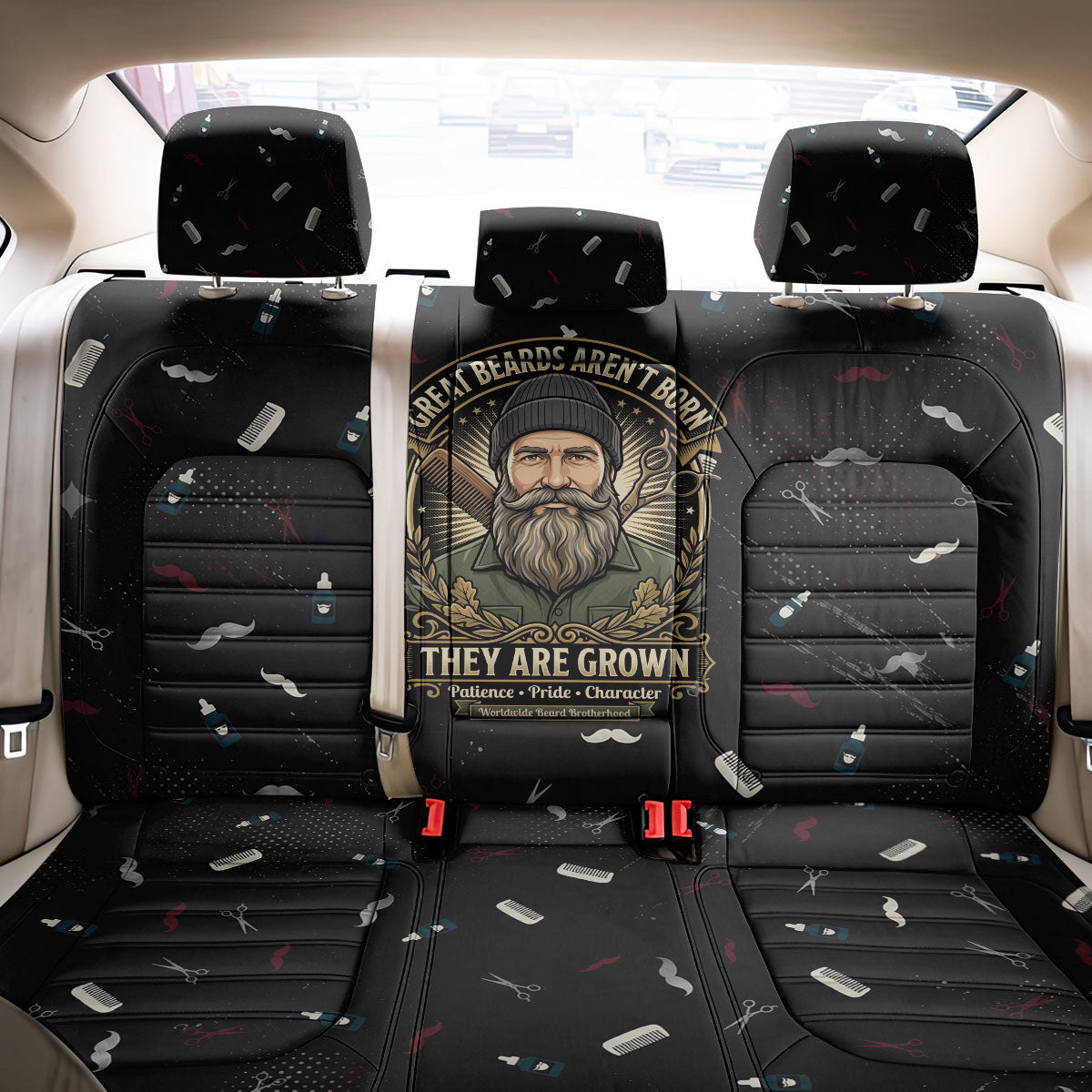 The Beard Society Back Car Seat Cover Vintage Barber Great Beards Grown With Pride