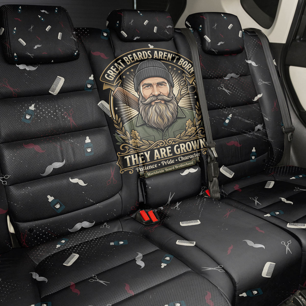 The Beard Society Back Car Seat Cover Vintage Barber Great Beards Grown With Pride