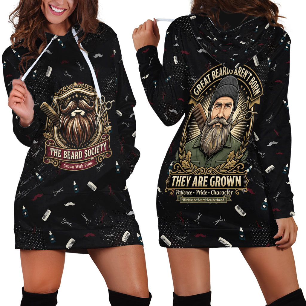 The Beard Society Hoodie Dress Vintage Barber Great Beards Grown With Pride