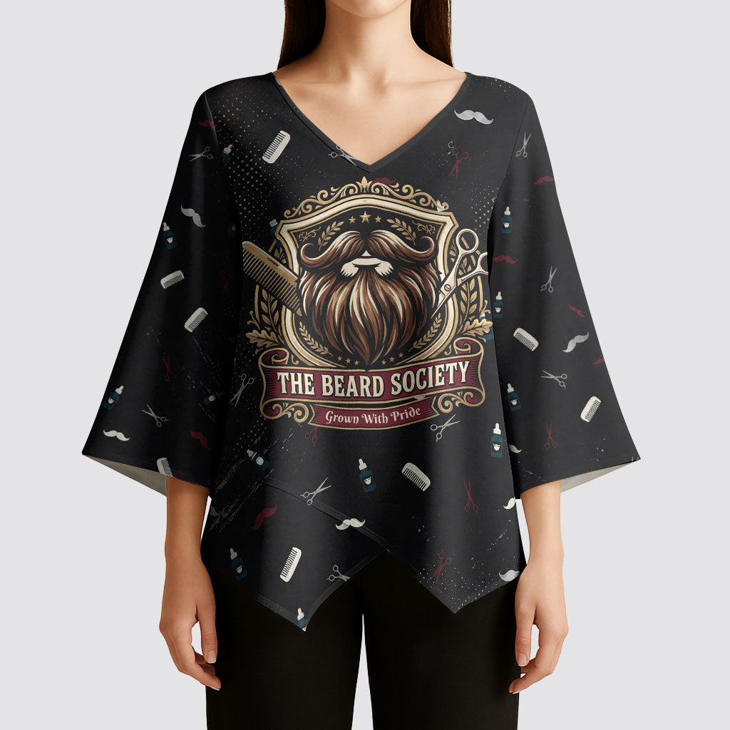 The Beard Society Kimono Sleeve Blouse Vintage Barber Great Beards Grown With Pride