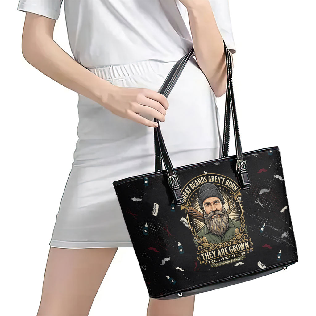 The Beard Society Leather Tote Bag Vintage Barber Great Beards Grown With Pride