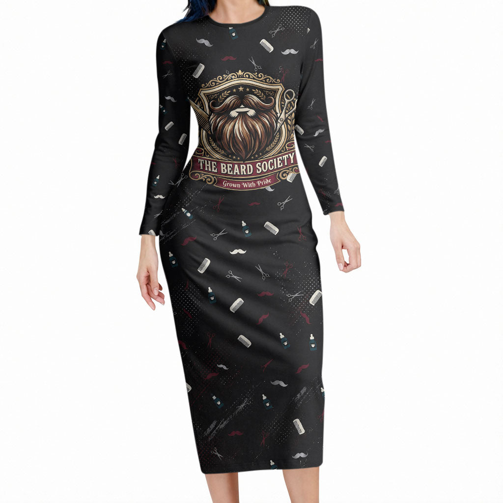 The Beard Society Long Sleeve Bodycon Dress Vintage Barber Great Beards Grown With Pride