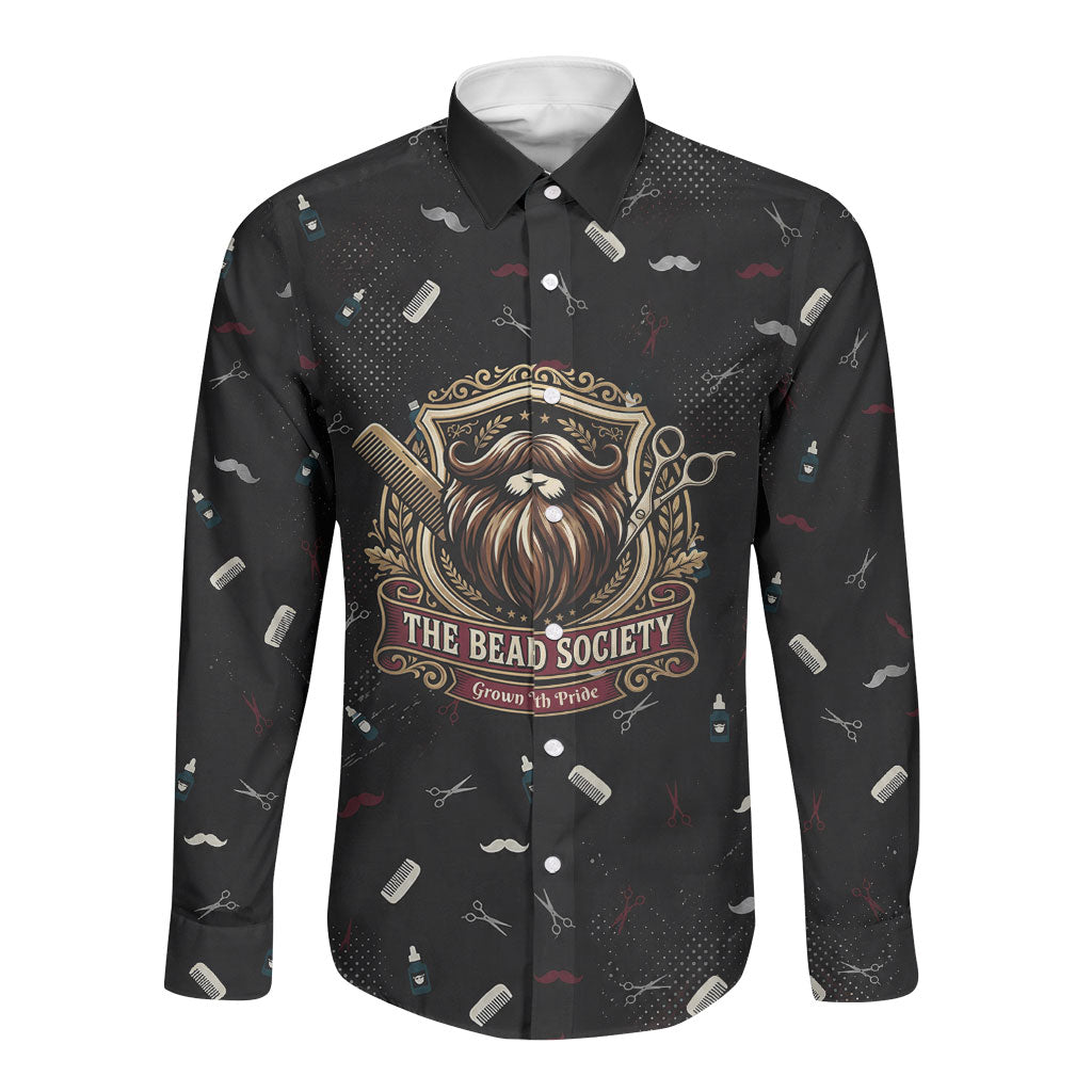 The Beard Society Long Sleeve Button Shirt Vintage Barber Great Beards Grown With Pride