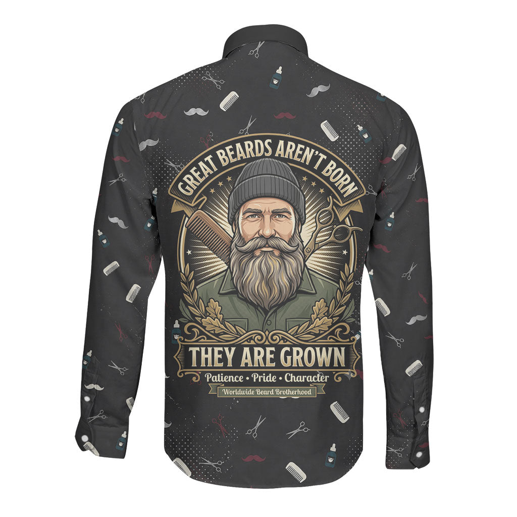 The Beard Society Long Sleeve Button Shirt Vintage Barber Great Beards Grown With Pride