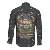The Beard Society Long Sleeve Button Shirt Vintage Barber Great Beards Grown With Pride