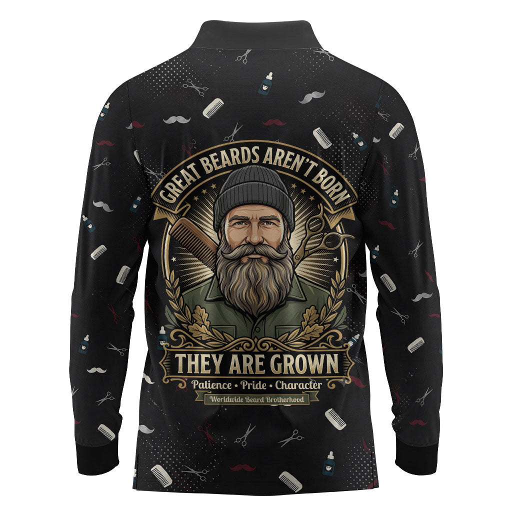 The Beard Society Long Sleeve Polo Shirt Vintage Barber Great Beards Grown With Pride