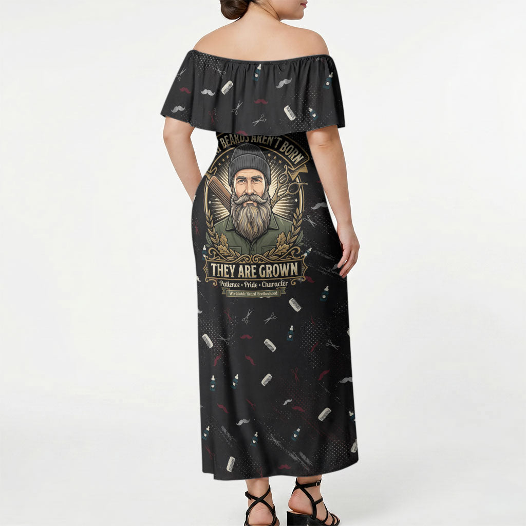 The Beard Society Off Shoulder Maxi Dress Vintage Barber Great Beards Grown With Pride