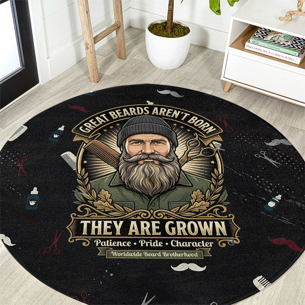 The Beard Society Round Carpet Vintage Barber Great Beards Grown With Pride