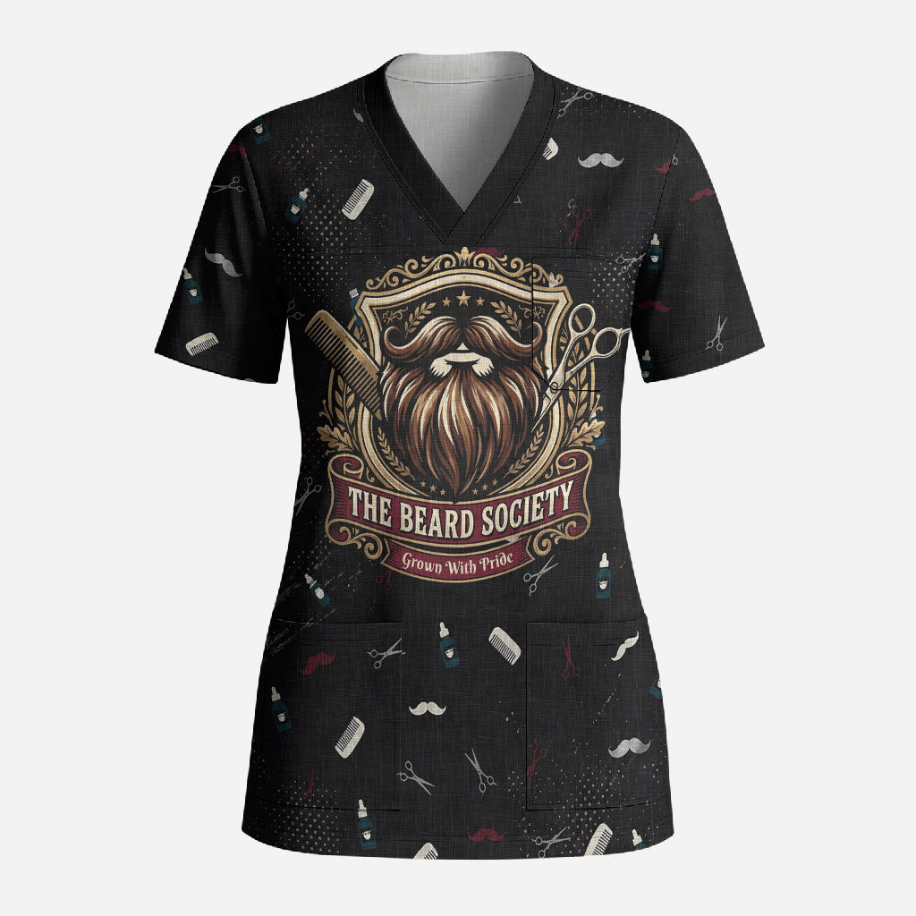The Beard Society Scrub Top Vintage Barber Great Beards Grown With Pride