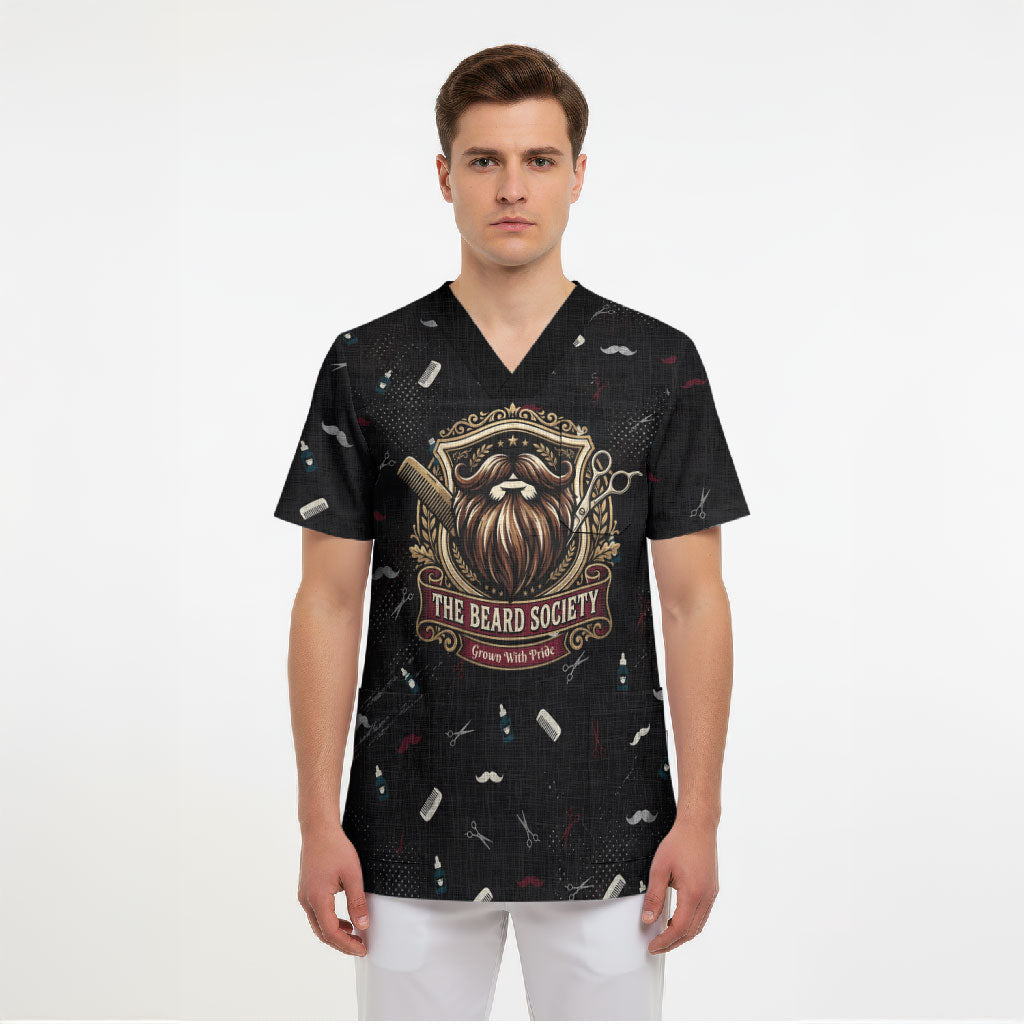 The Beard Society Scrub Top Vintage Barber Great Beards Grown With Pride