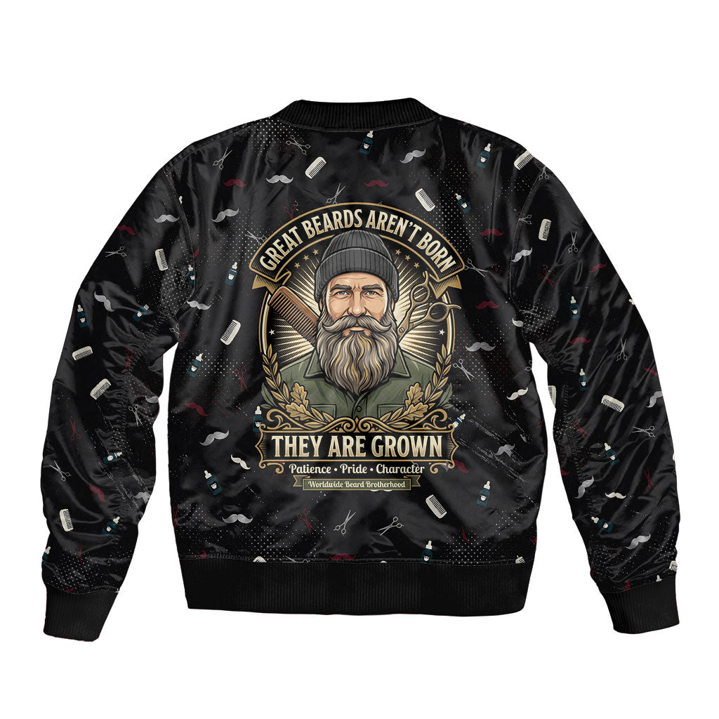 The Beard Society Sleeve Zip Bomber Jacket Vintage Barber Great Beards Grown With Pride