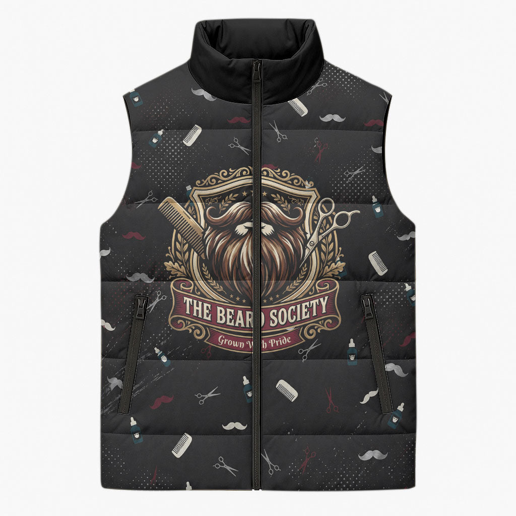 The Beard Society Sleeveless Puffer Jacket Vintage Barber Great Beards Grown With Pride