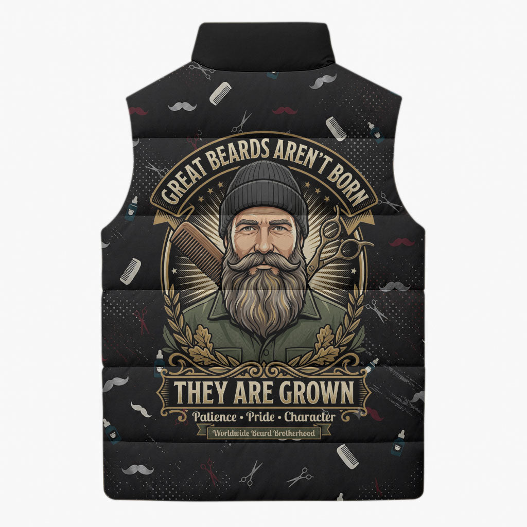 The Beard Society Sleeveless Puffer Jacket Vintage Barber Great Beards Grown With Pride