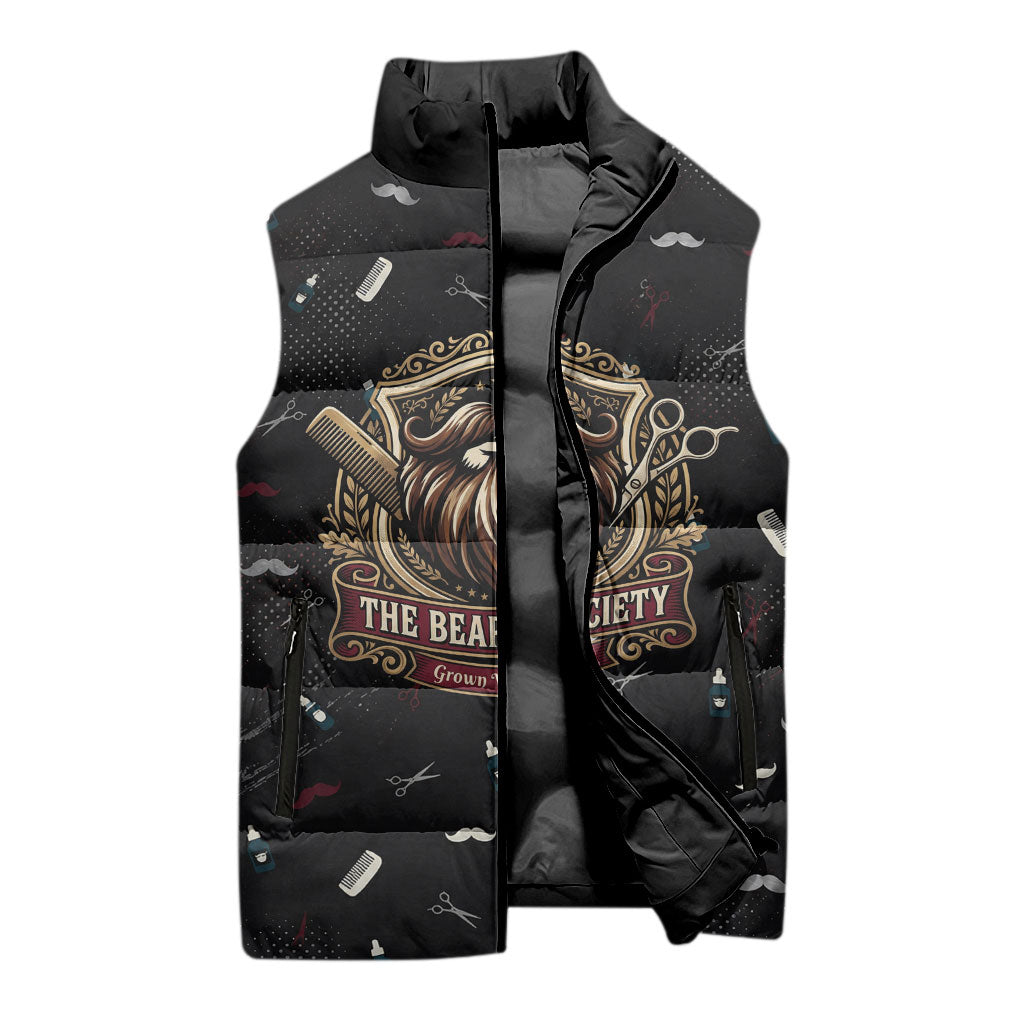 The Beard Society Sleeveless Puffer Jacket Vintage Barber Great Beards Grown With Pride