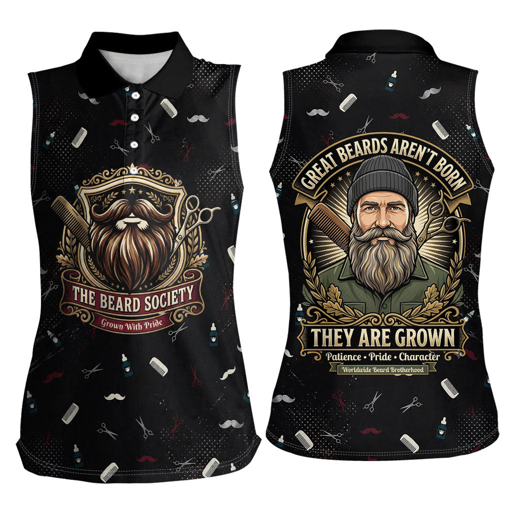 The Beard Society Women Sleeveless Polo Shirt Vintage Barber Great Beards Grown With Pride