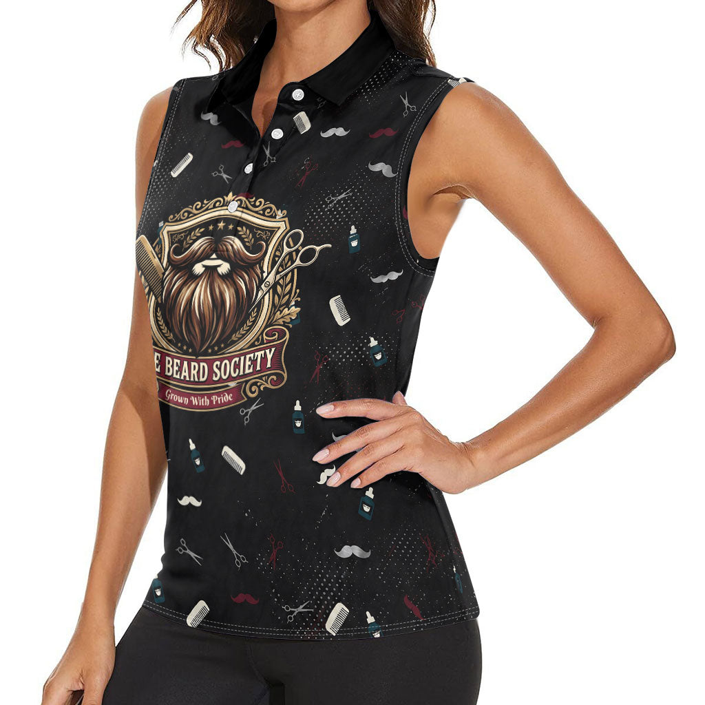 The Beard Society Women Sleeveless Polo Shirt Vintage Barber Great Beards Grown With Pride