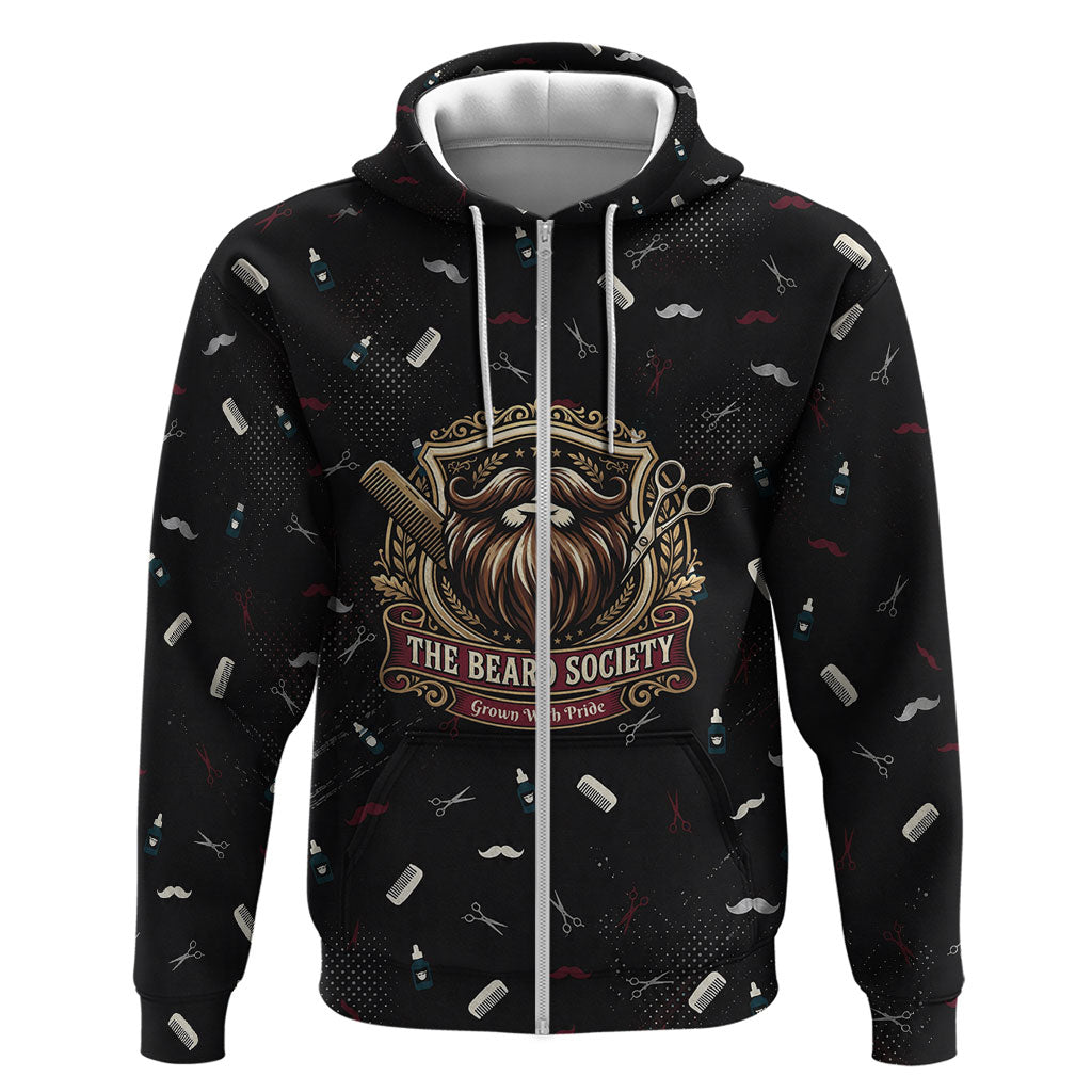 The Beard Society Zip Hoodie Vintage Barber Great Beards Grown With Pride