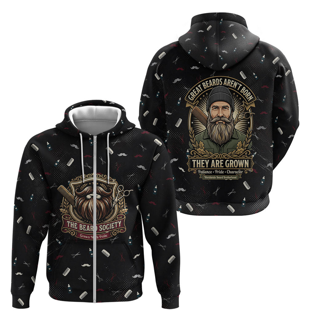 The Beard Society Zip Hoodie Vintage Barber Great Beards Grown With Pride