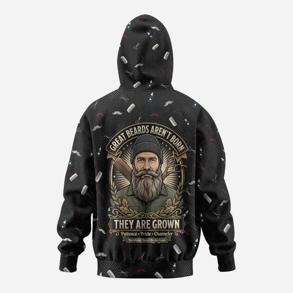The Beard Society Zip Hoodie Vintage Barber Great Beards Grown With Pride